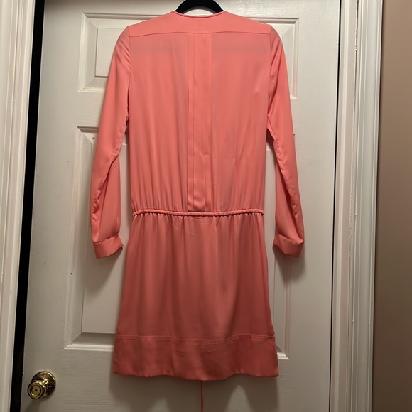 DVF Pink Button Down Silk Dress with drawstring waist tie - Picture 7 of 9